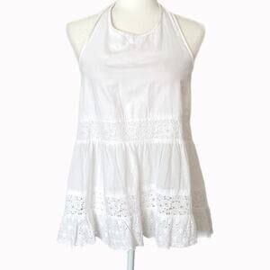 American Eagle Eyelet Lace Halter Baby Doll TopSz M